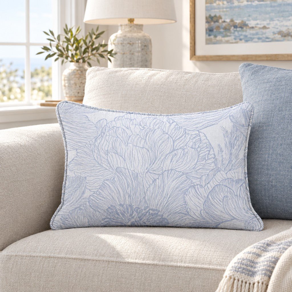 Classic Harmony Perwinkle Peony Throw Pillow - Lemon Park