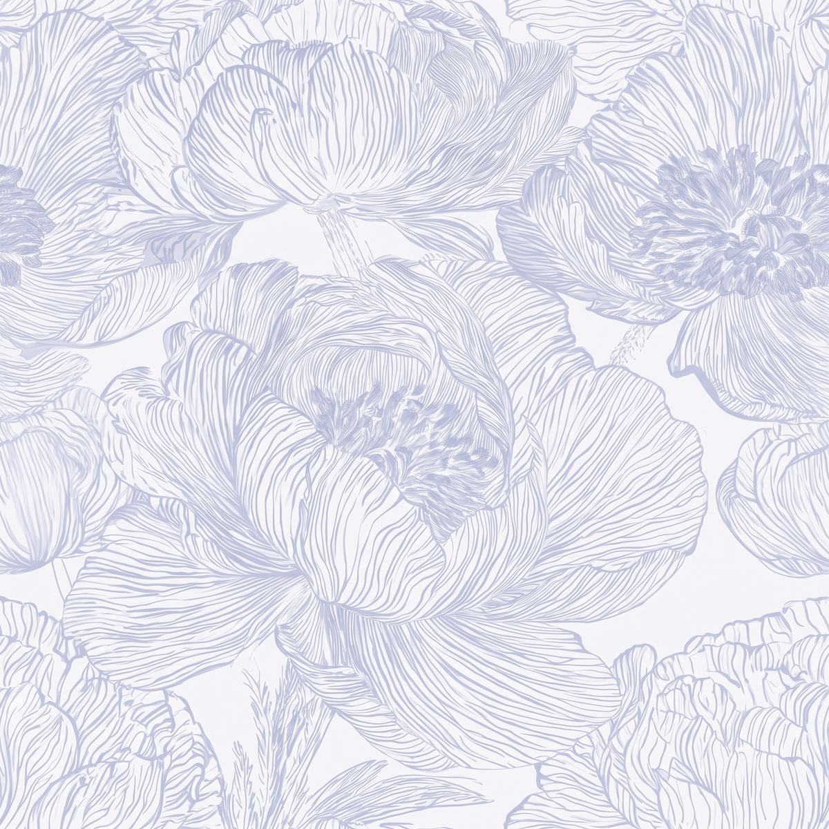 Classic Harmony Perwinkle Peony Wallpaper - Lemon Park