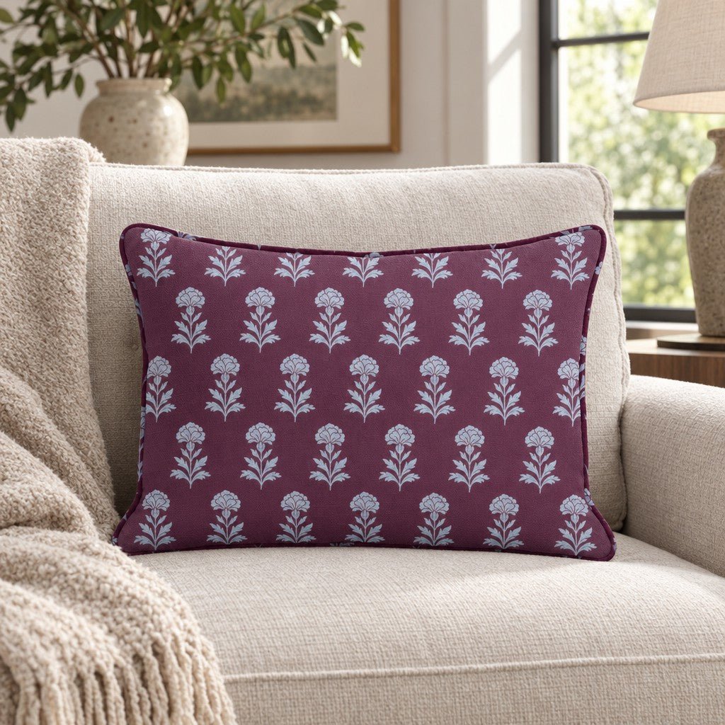 Classic Harmony Plum Motif Throw Pillow - Lemon Park