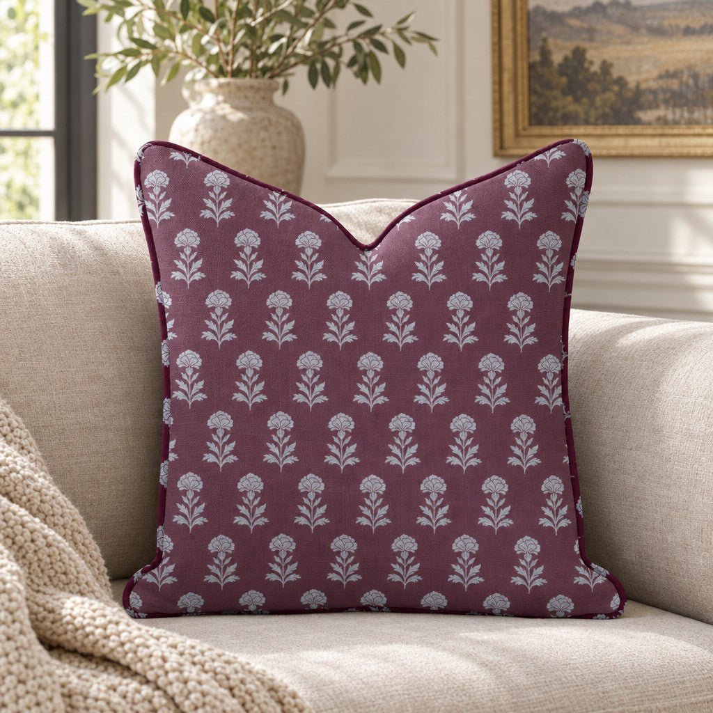 Classic Harmony Plum Motif Throw Pillow - Lemon Park