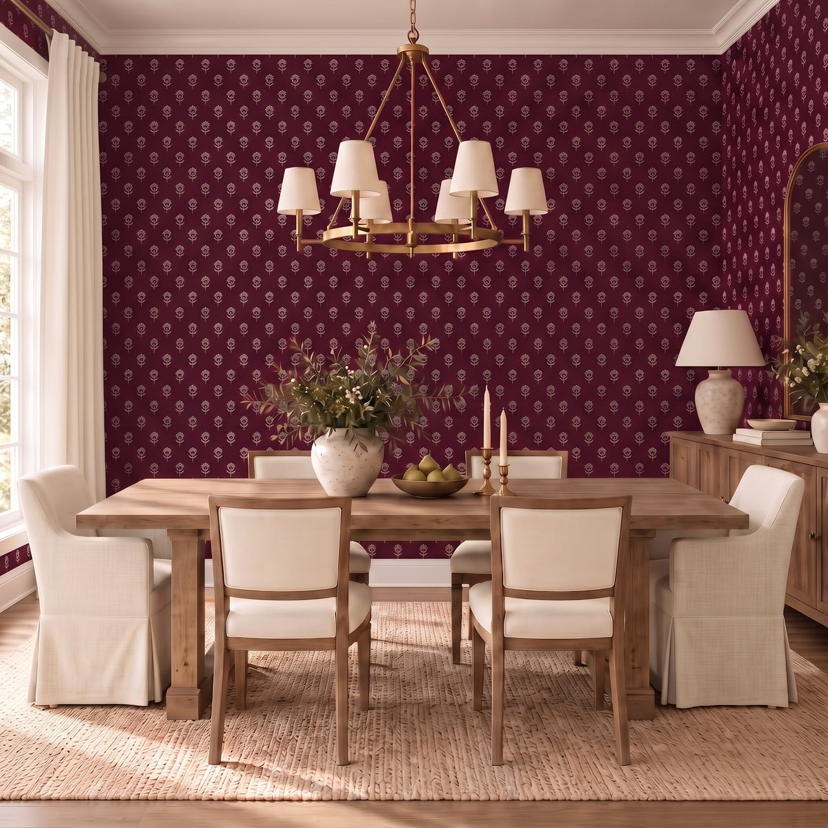 Classic Harmony Plum Motif Wallpaper - Lemon Park