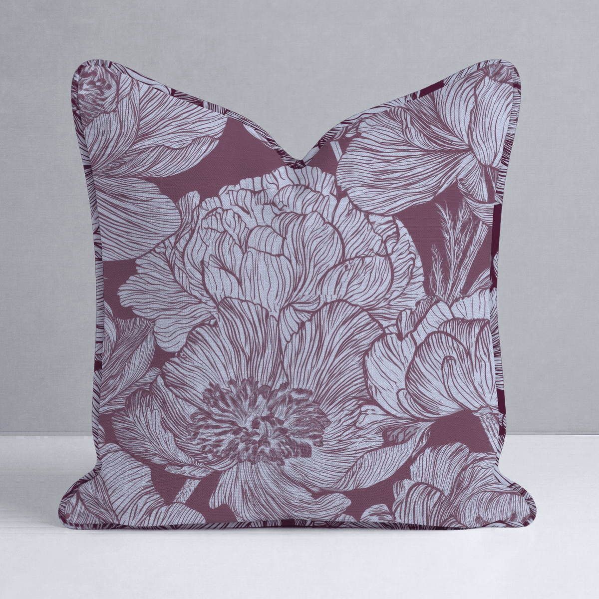 Classic Harmony Plum Peony Throw Pillow - Lemon Park