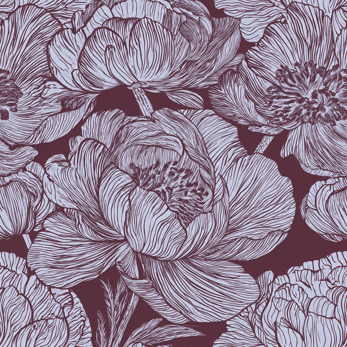 Classic Harmony Plum Peony Wallpaper - Lemon Park