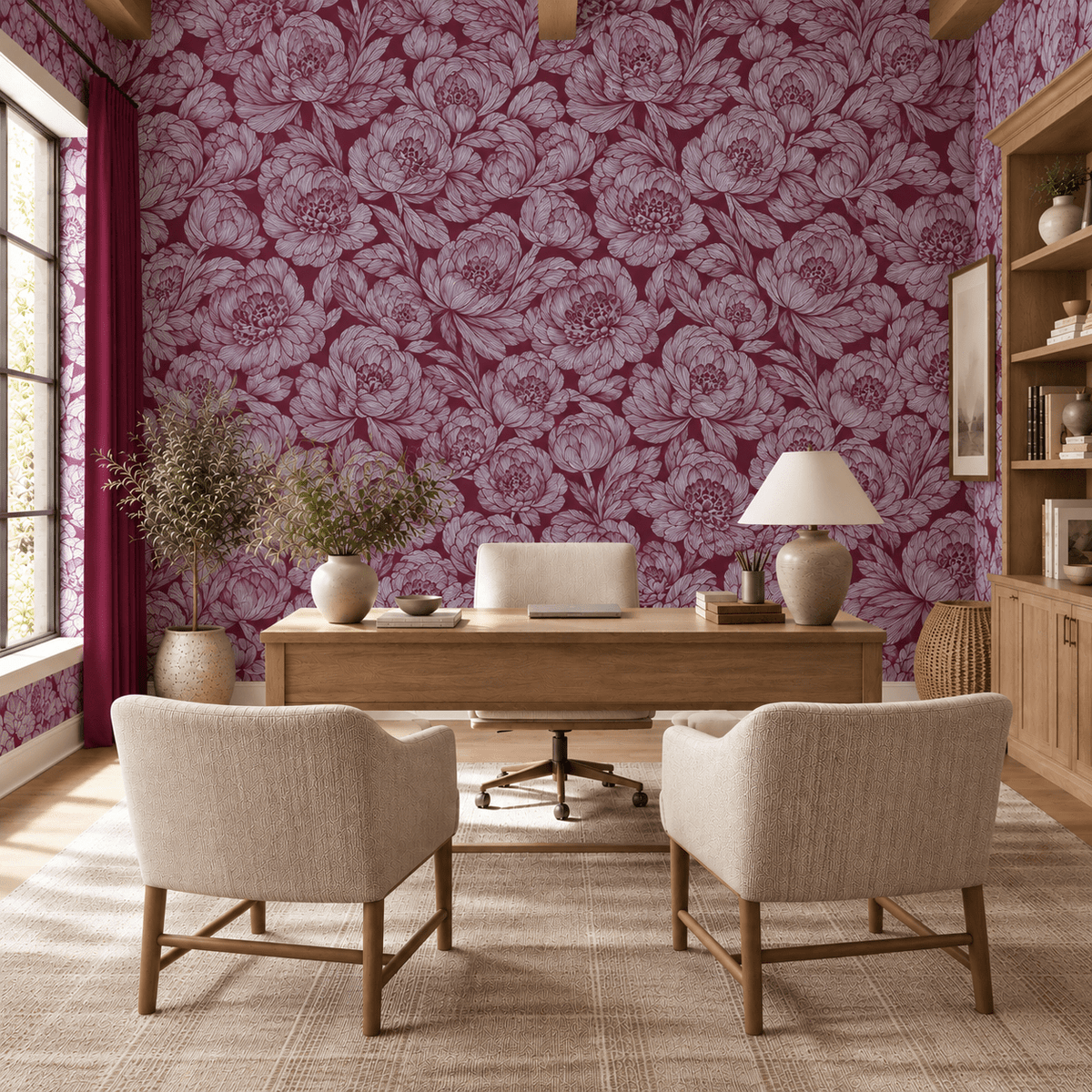 Classic Harmony Plum Peony Wallpaper - Lemon Park