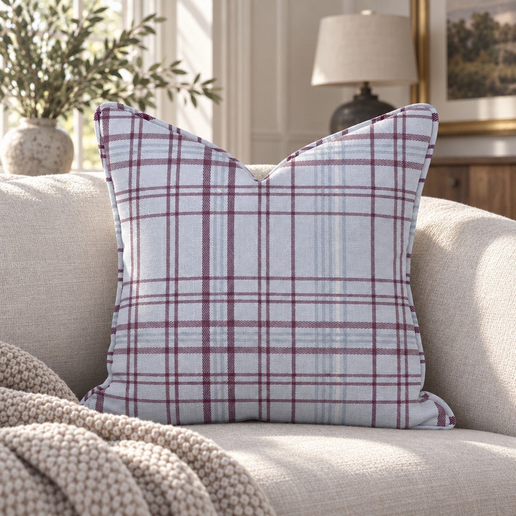 Classic Harmony Purple Plaid Throw Pillow - Lemon Park