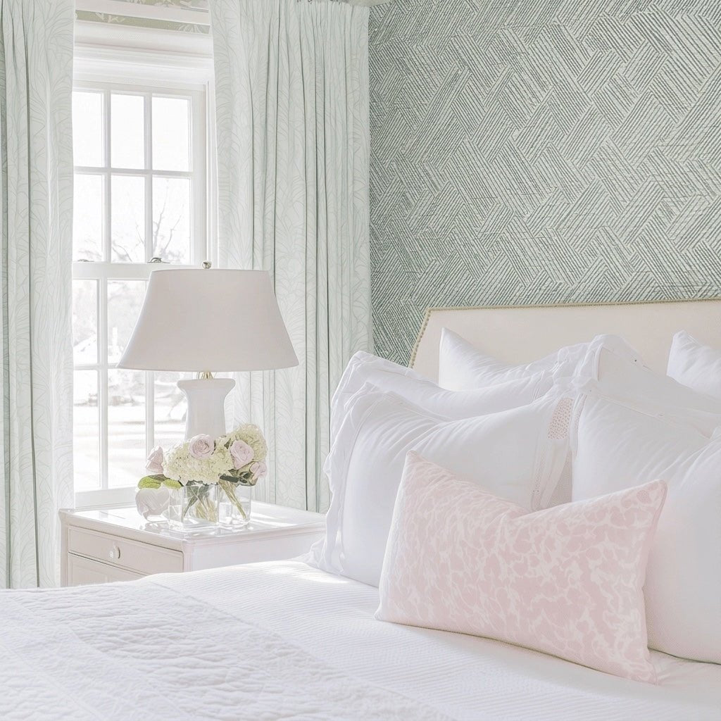 Classic Sage Faux Grasscloth Wallpaper - Lemon Park