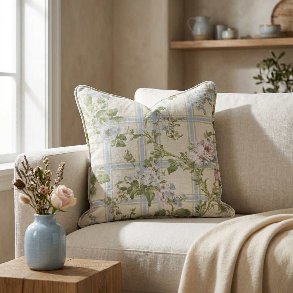 Climbing Rose Throw Pillow - Lemon Park