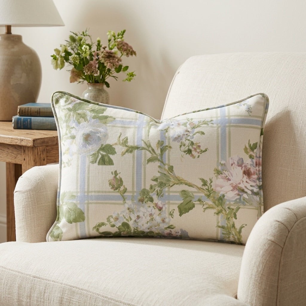 Climbing Rose Throw Pillow - Lemon Park
