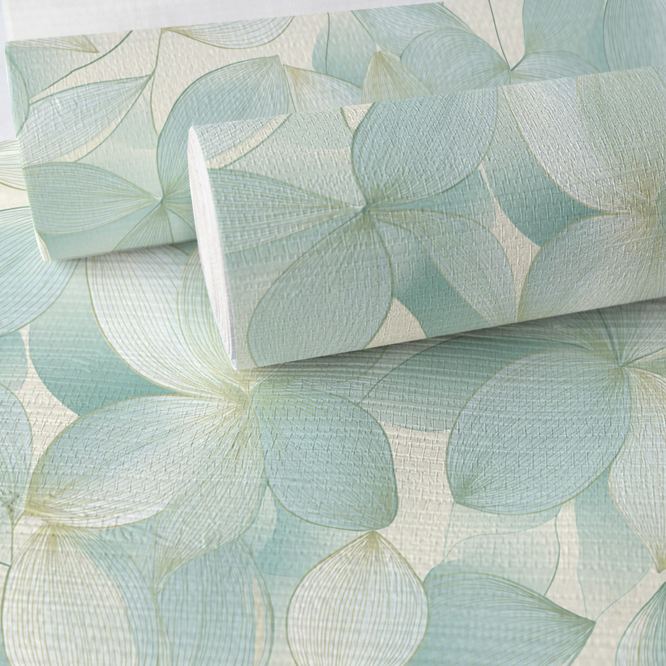 Cloud Flower Faux Grasscloth Wallpaper