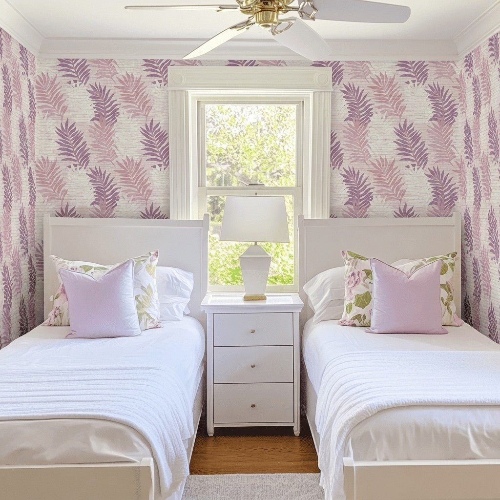 Coastal Mauve Faux Grasscloth Wallpaper - Lemon Park