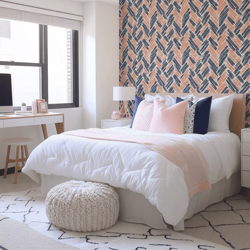 Coastal Strokes Faux Grasscloth Wallpaper - Lemon Park