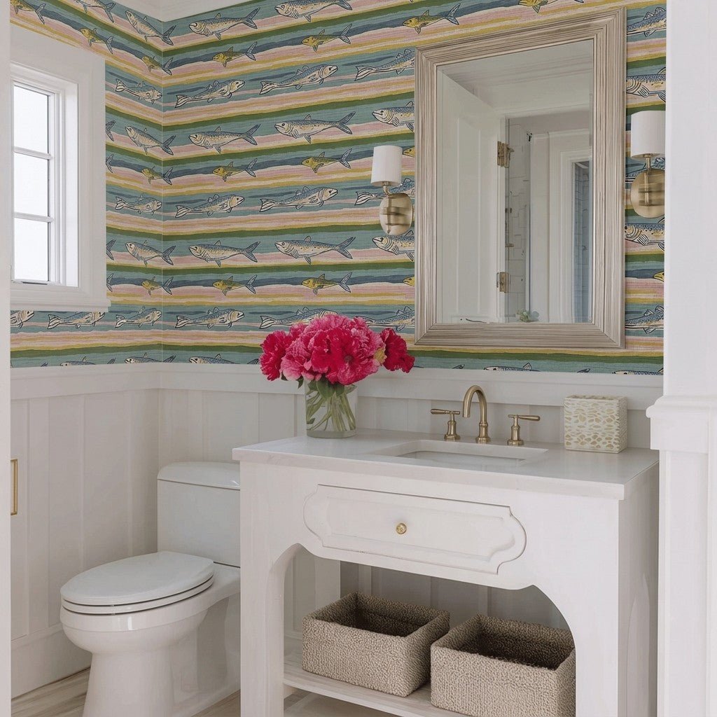 Coastline Faux Grasscloth Wallpaper - Lemon Park