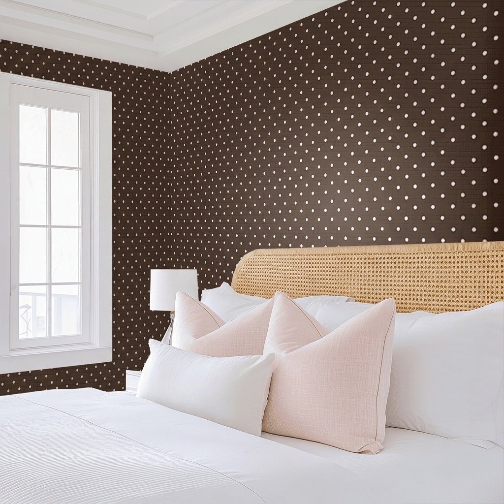 Cocoa Dots Faux Grasscloth Wallpaper - Lemon Park