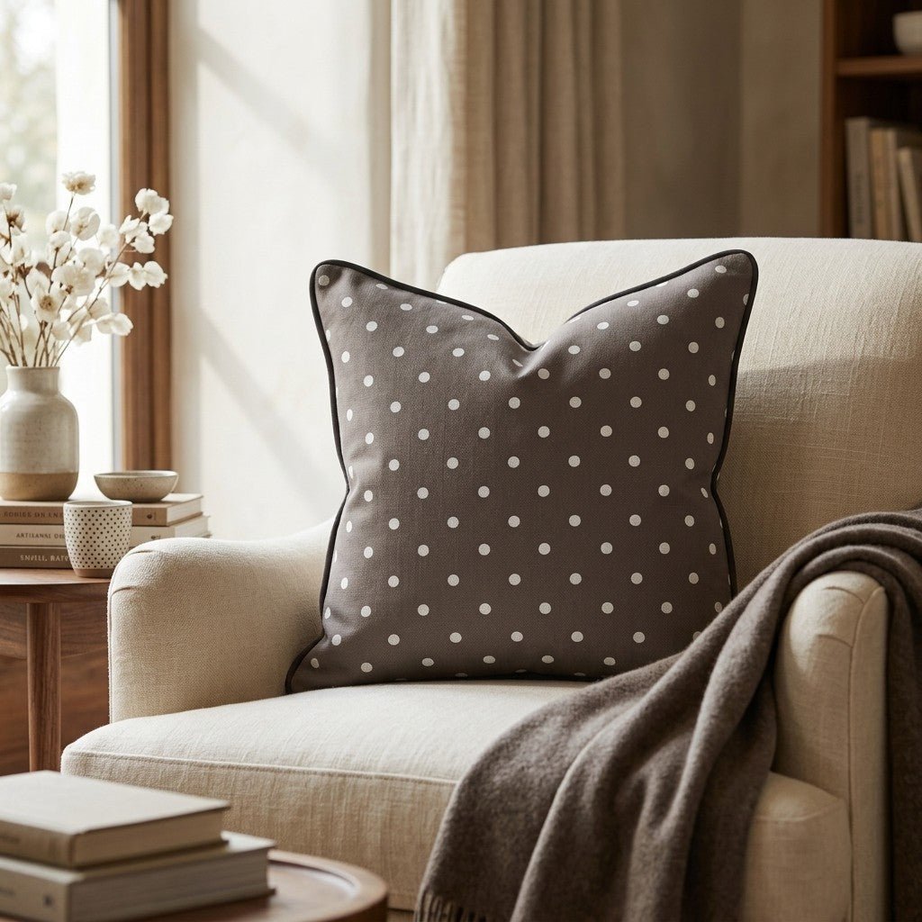Cocoa Dots Throw Pillow - Lemon Park