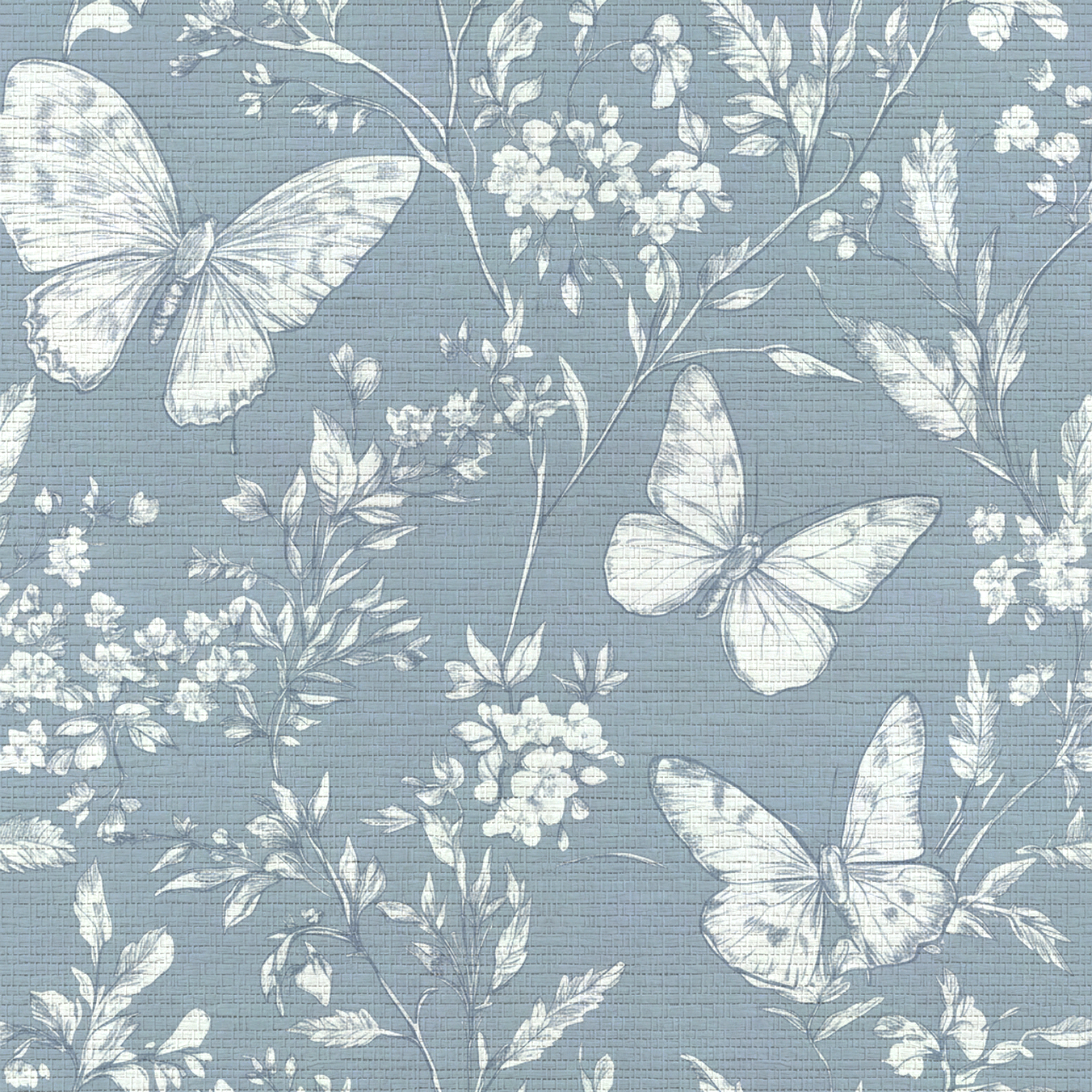 Collierville Blue Faux Grasscloth Wallpaper