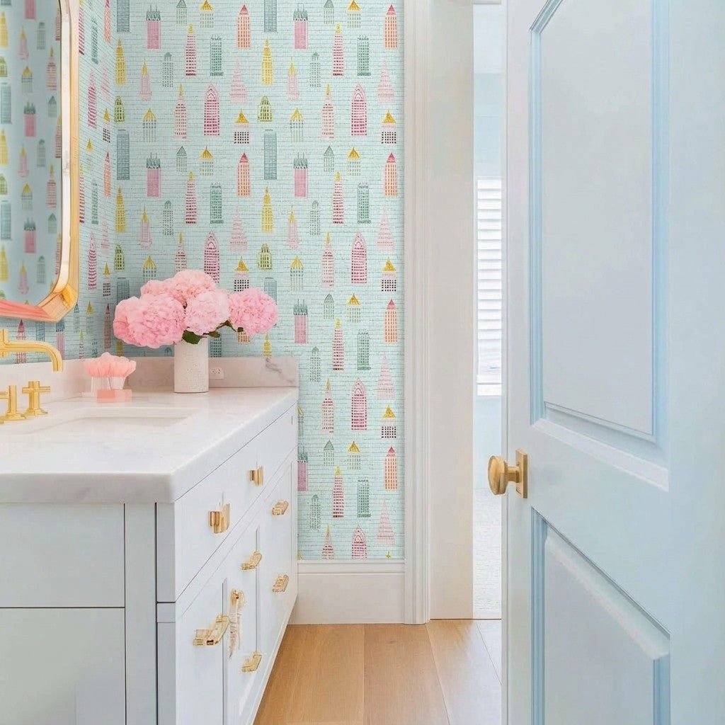 Concrete Jungle Faux Grasscloth Wallpaper - Lemon Park