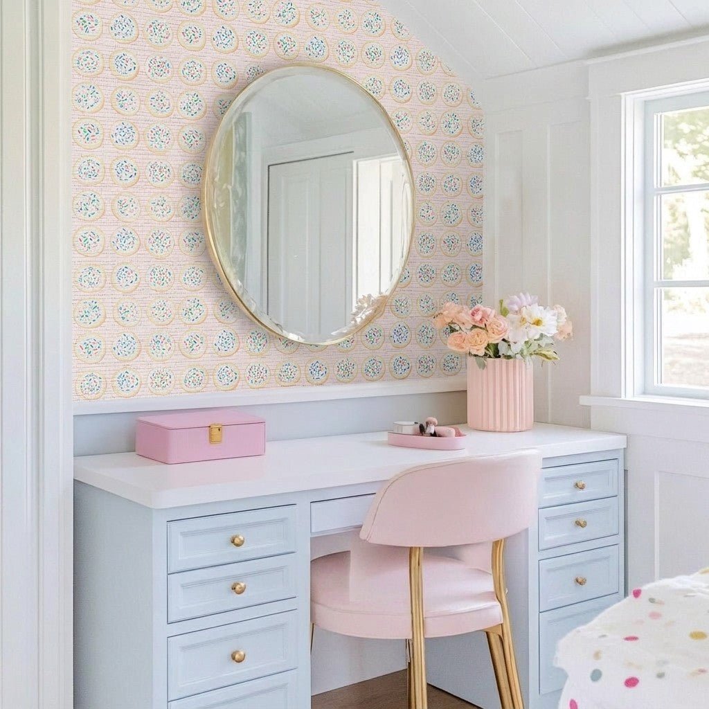 Confetti Cookies Faux Grasscloth Wallpaper - Lemon Park