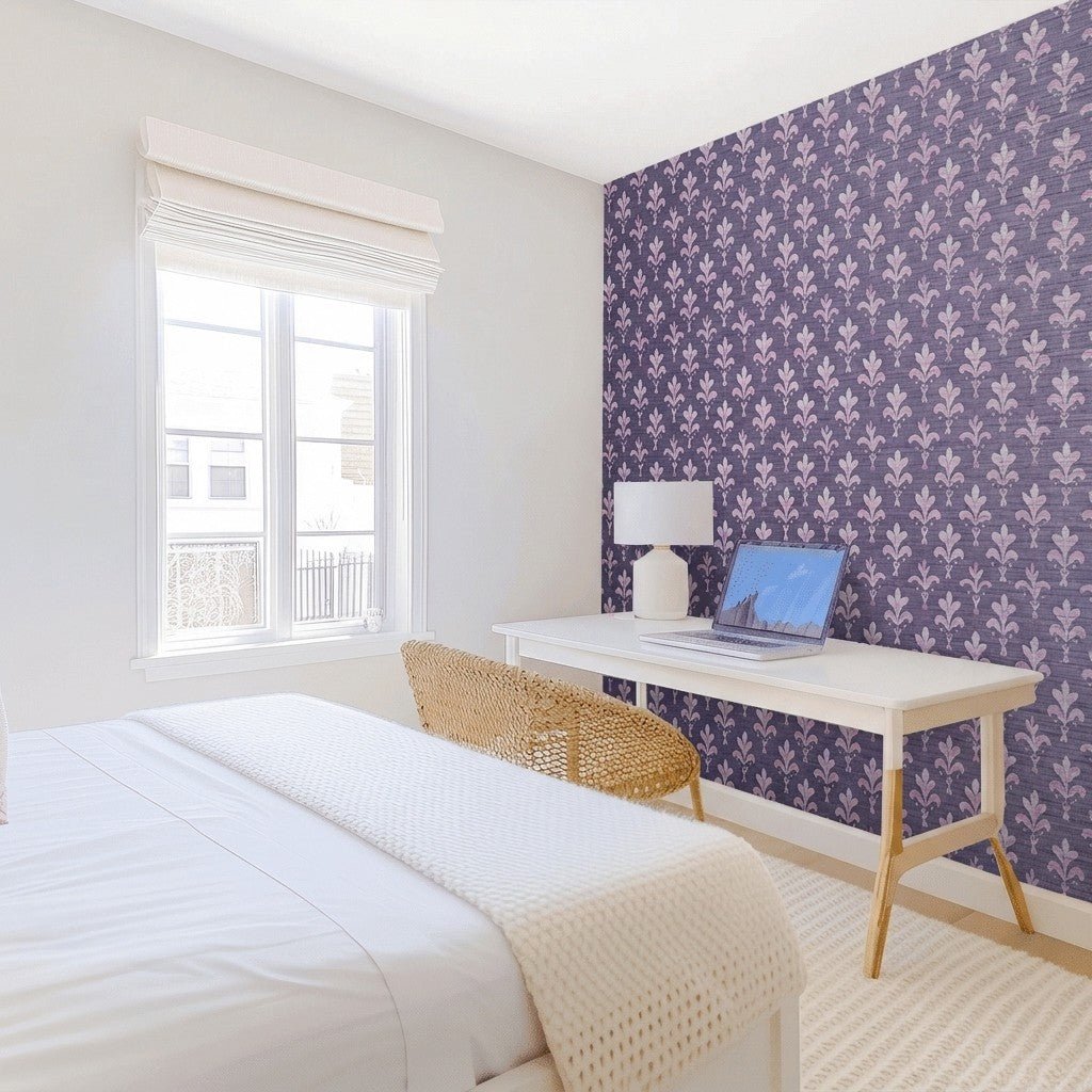 Corinne Faux Grasscloth Wallpaper - Lemon Park