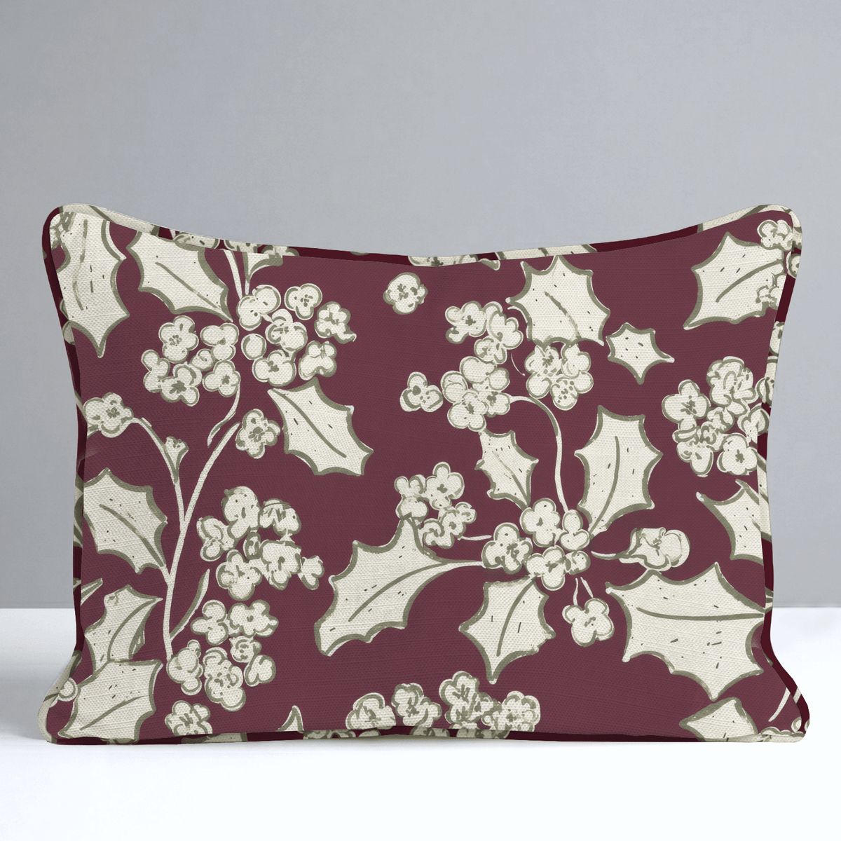 Country Christmas Holly Throw Pillow - Lemon Park