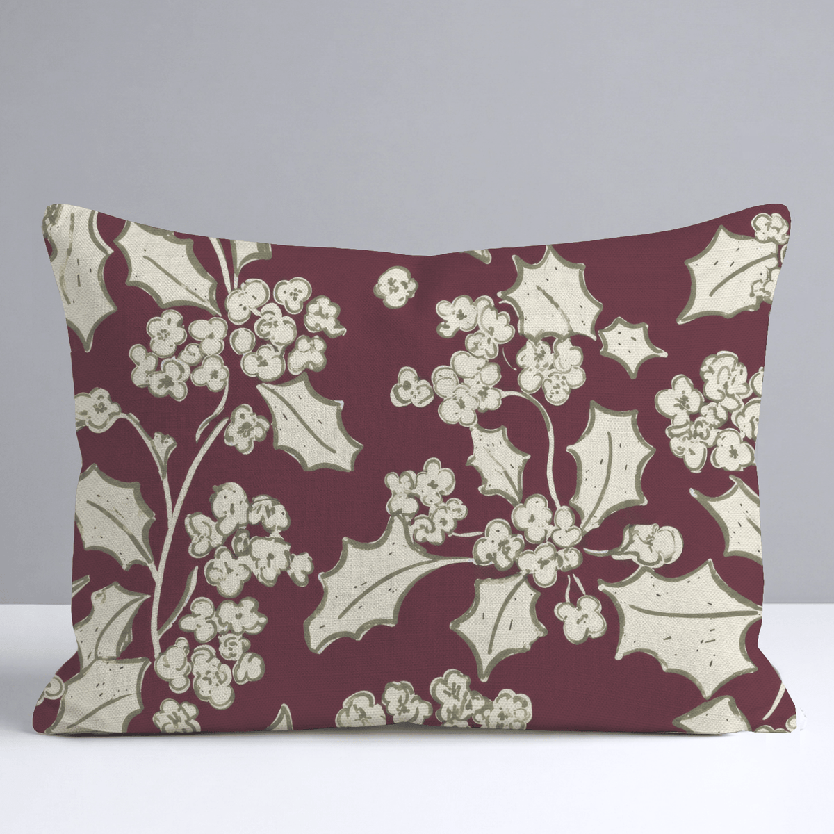 Country Christmas Holly Throw Pillow - Lemon Park