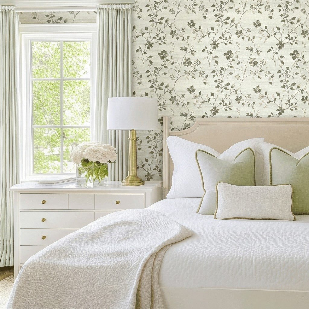 Covered in Ivy Faux Grasscloth Wallpaper - Lemon Park