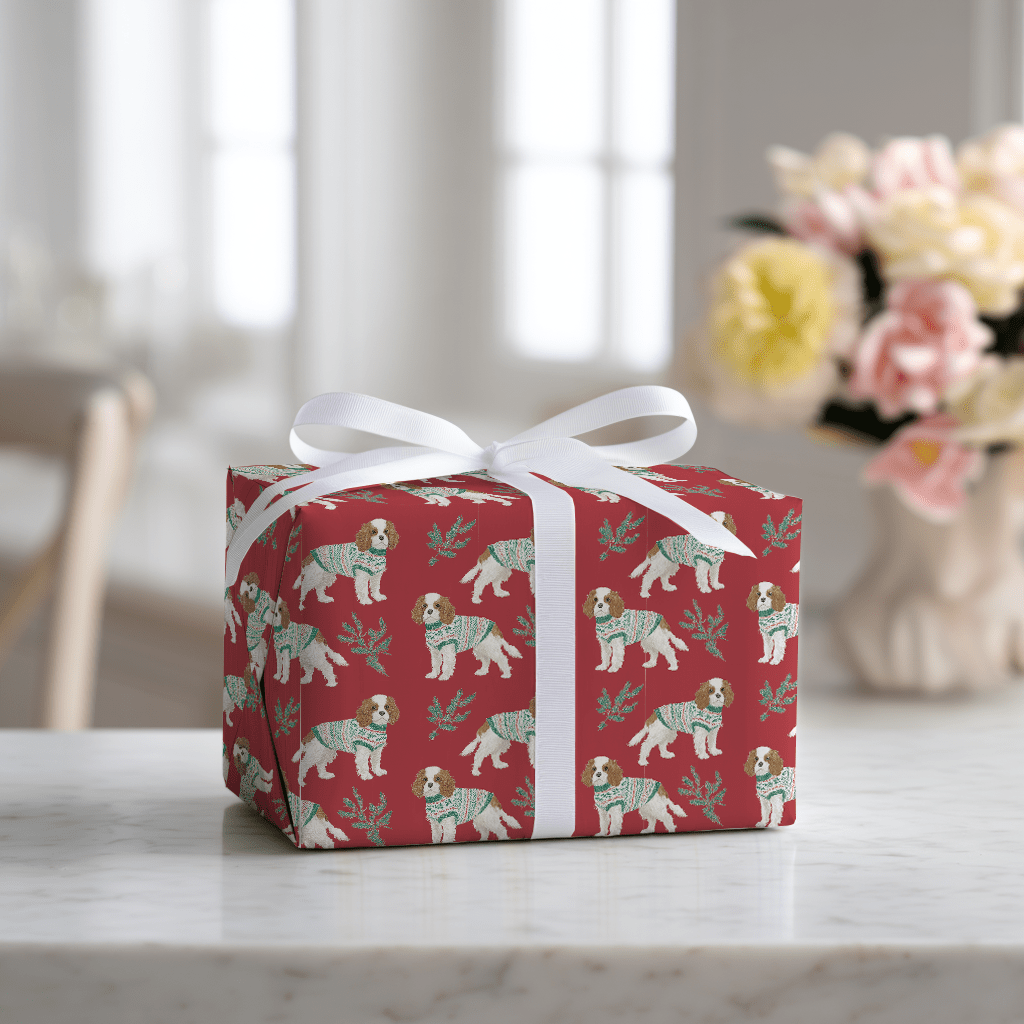 Cozy Cavalier Christmas - Wrapping Paper - Lemon Park