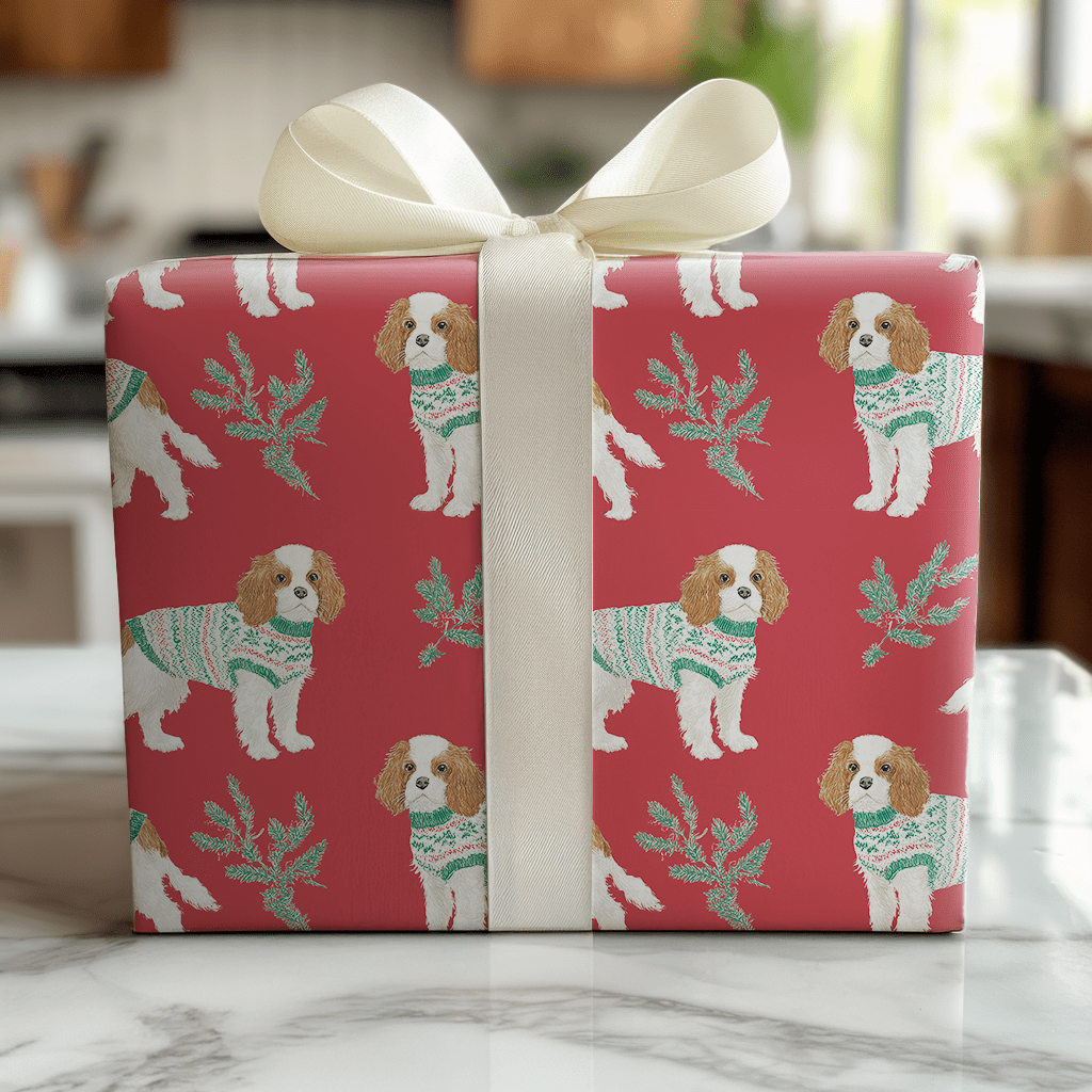 Cozy Cavalier Christmas - Wrapping Paper - Lemon Park