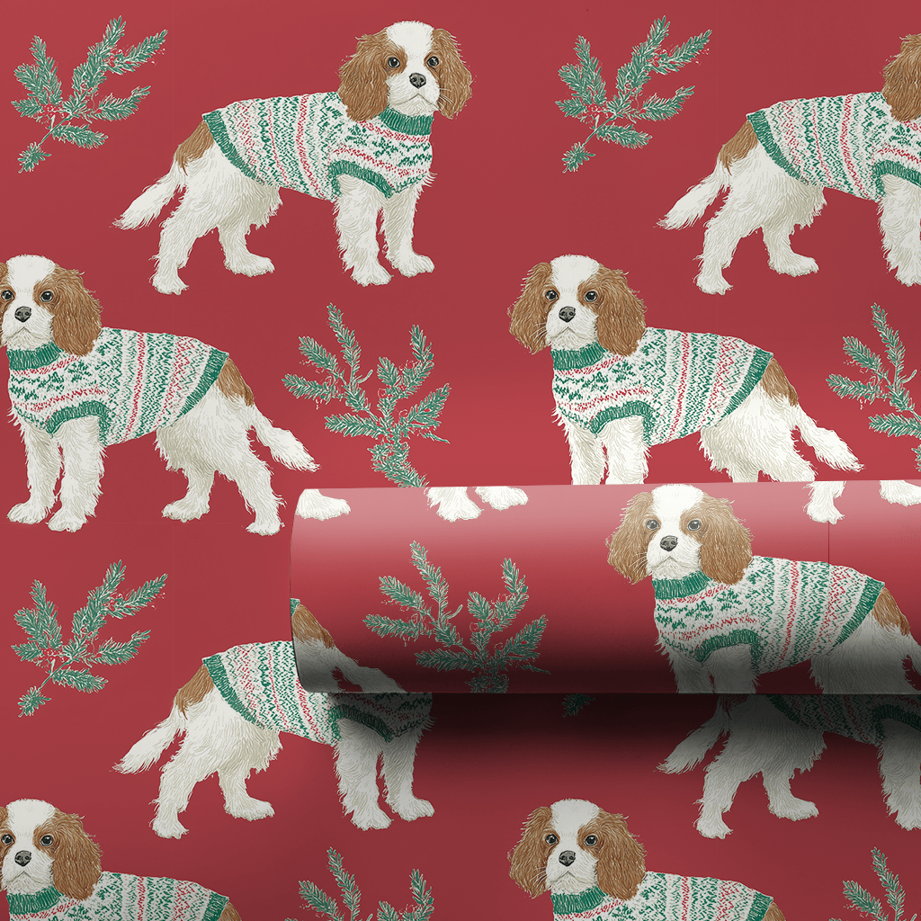 Cozy Cavalier Christmas - Wrapping Paper - Lemon Park