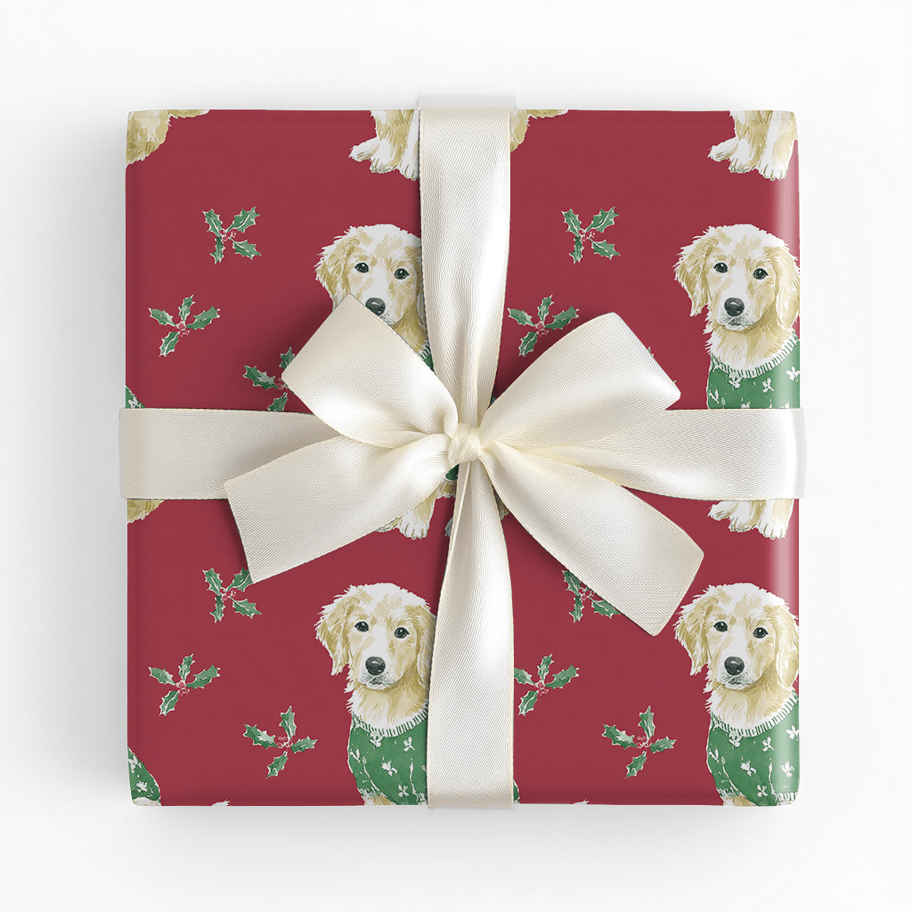 Cozy Christmas Retriever - Wrapping Paper - Lemon Park