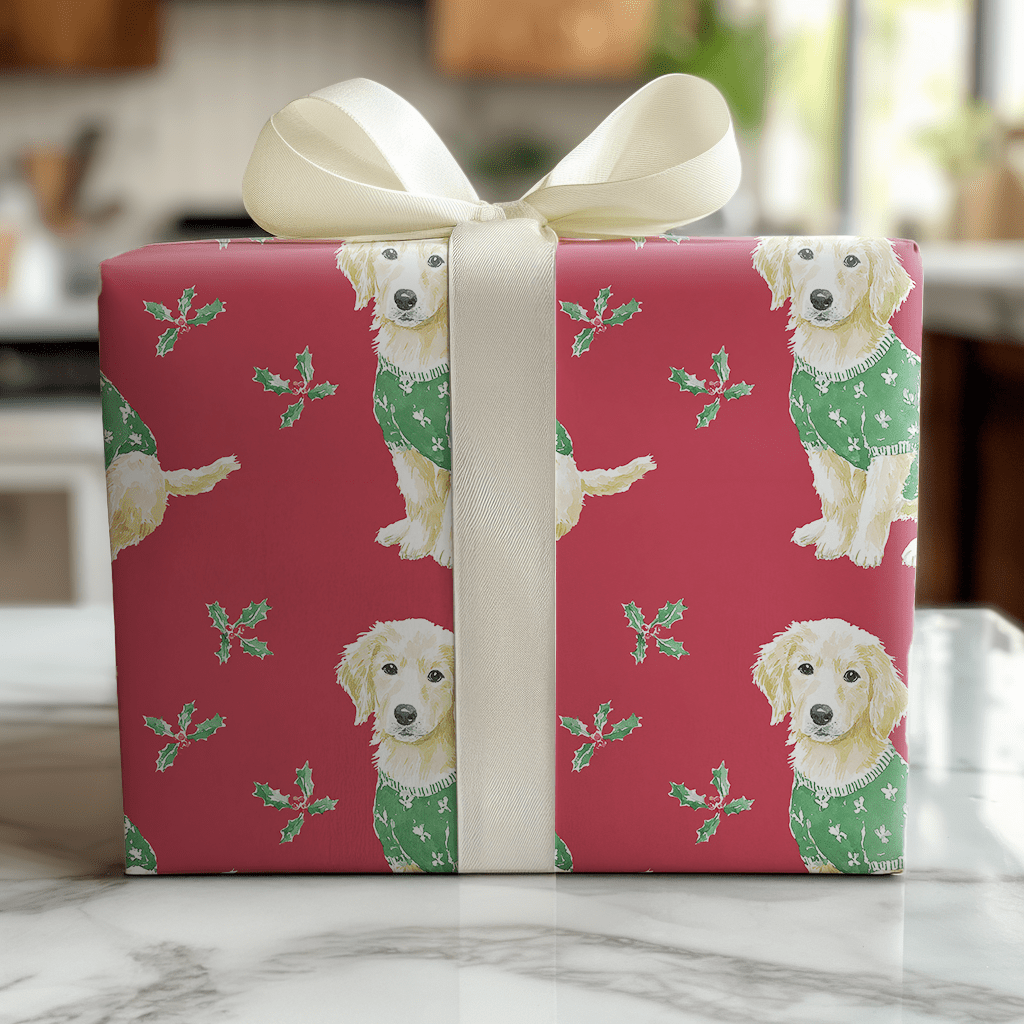 Cozy Christmas Retriever - Wrapping Paper - Lemon Park