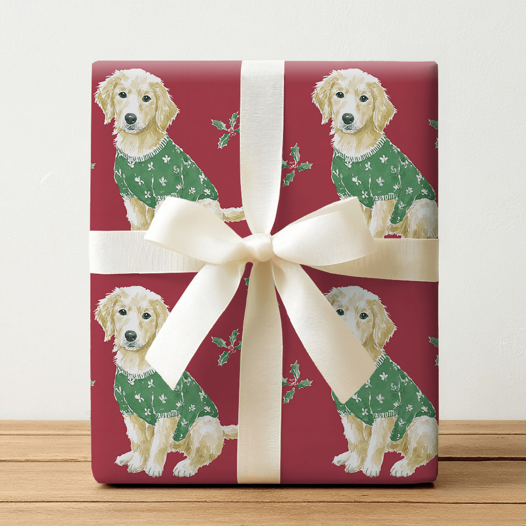 Cozy Christmas Retriever - Wrapping Paper - Lemon Park