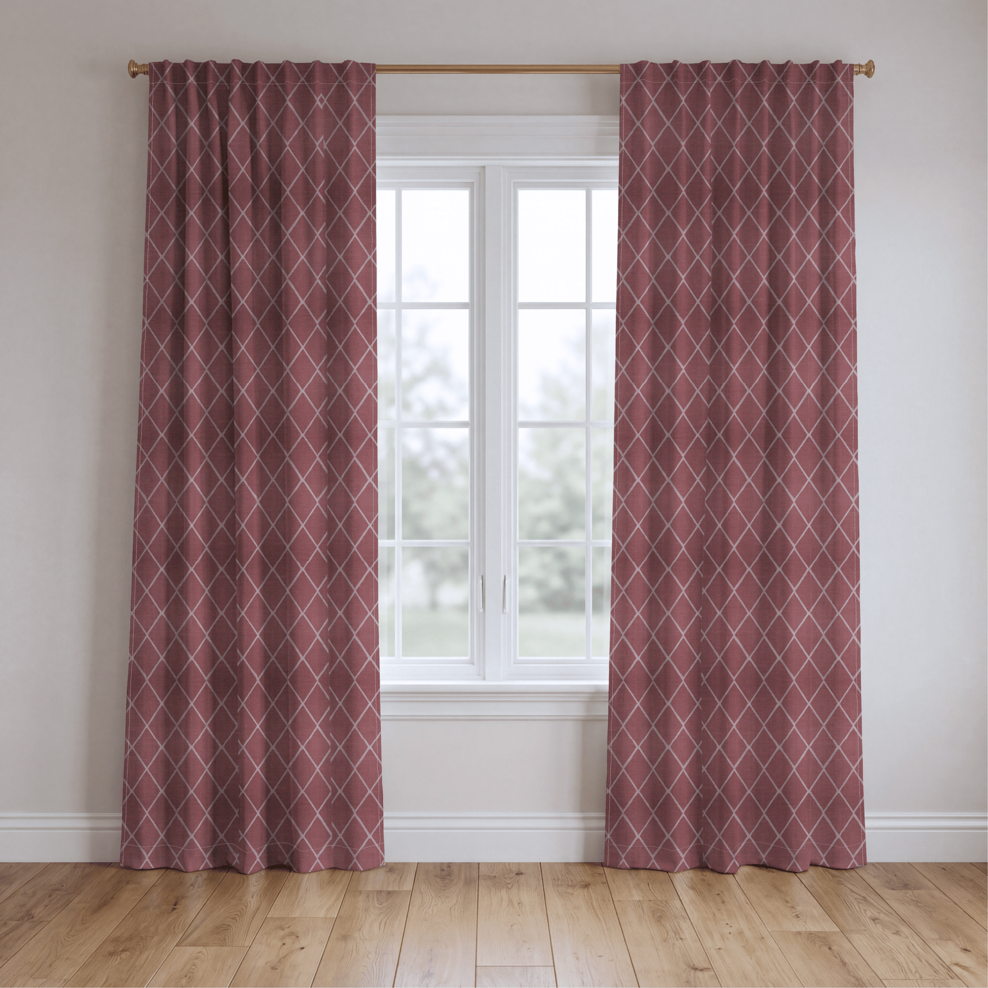 Cranberry Crisscross - Drapery - Lemon Park