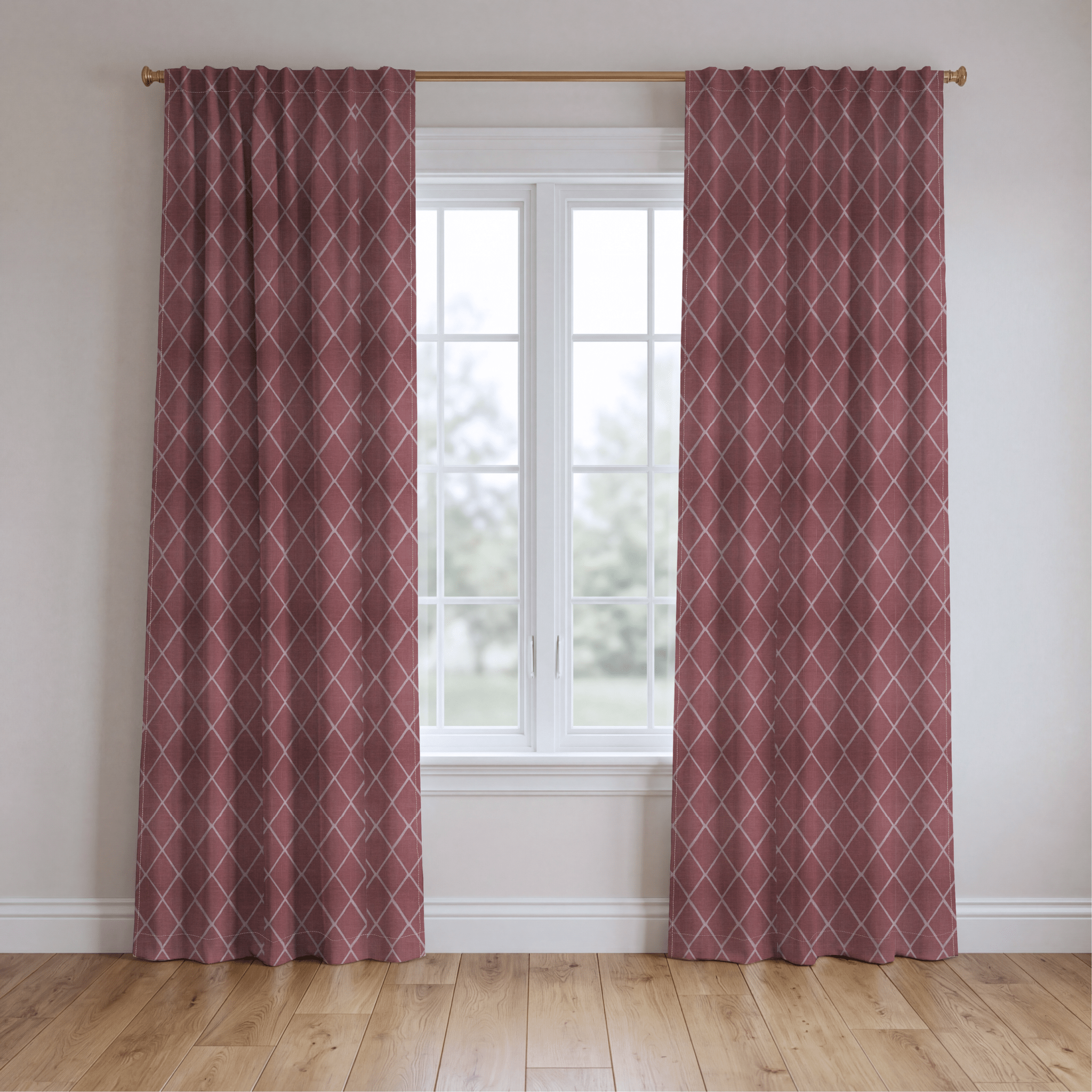 Cranberry Crisscross - Drapery - Lemon Park