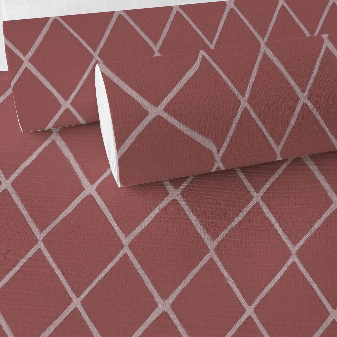 Cranberry Crisscross Faux Grasscloth Wallpaper - Lemon Park