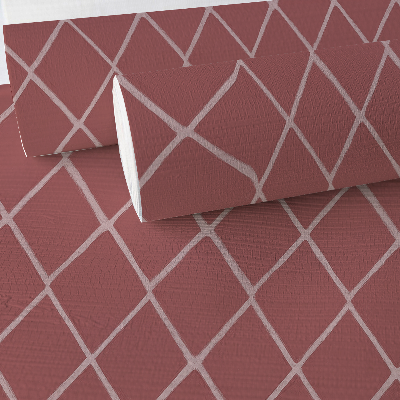 Cranberry Crisscross Faux Grasscloth Wallpaper