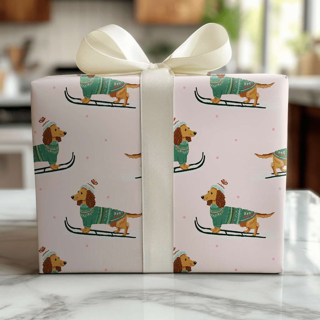 Dachshund Downhill - Wrapping Paper - Lemon Park