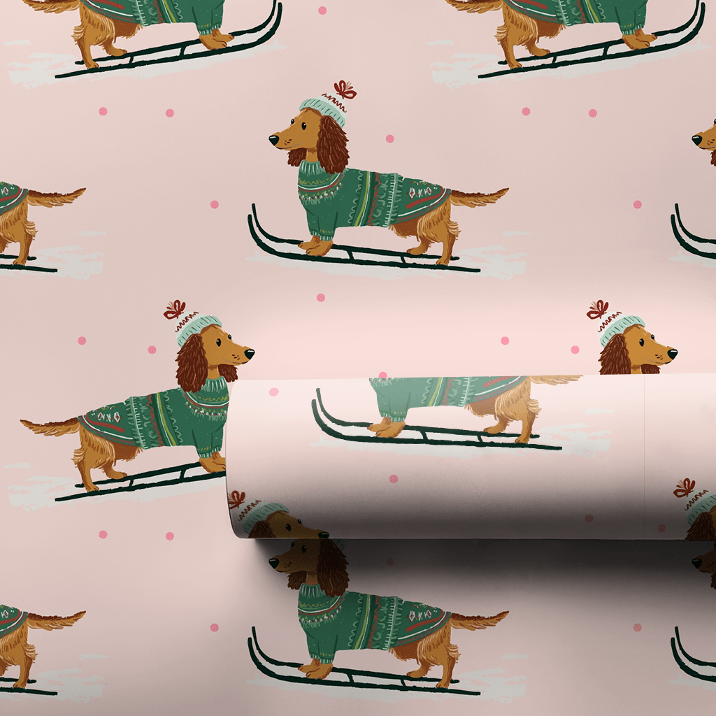 Dachshund Downhill - Wrapping Paper - Lemon Park