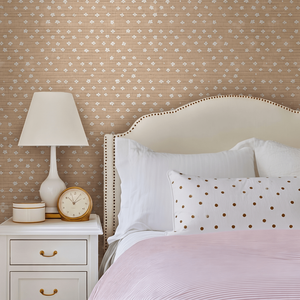 Daisy Dot Faux Grasscloth Wallpaper - Lemon Park