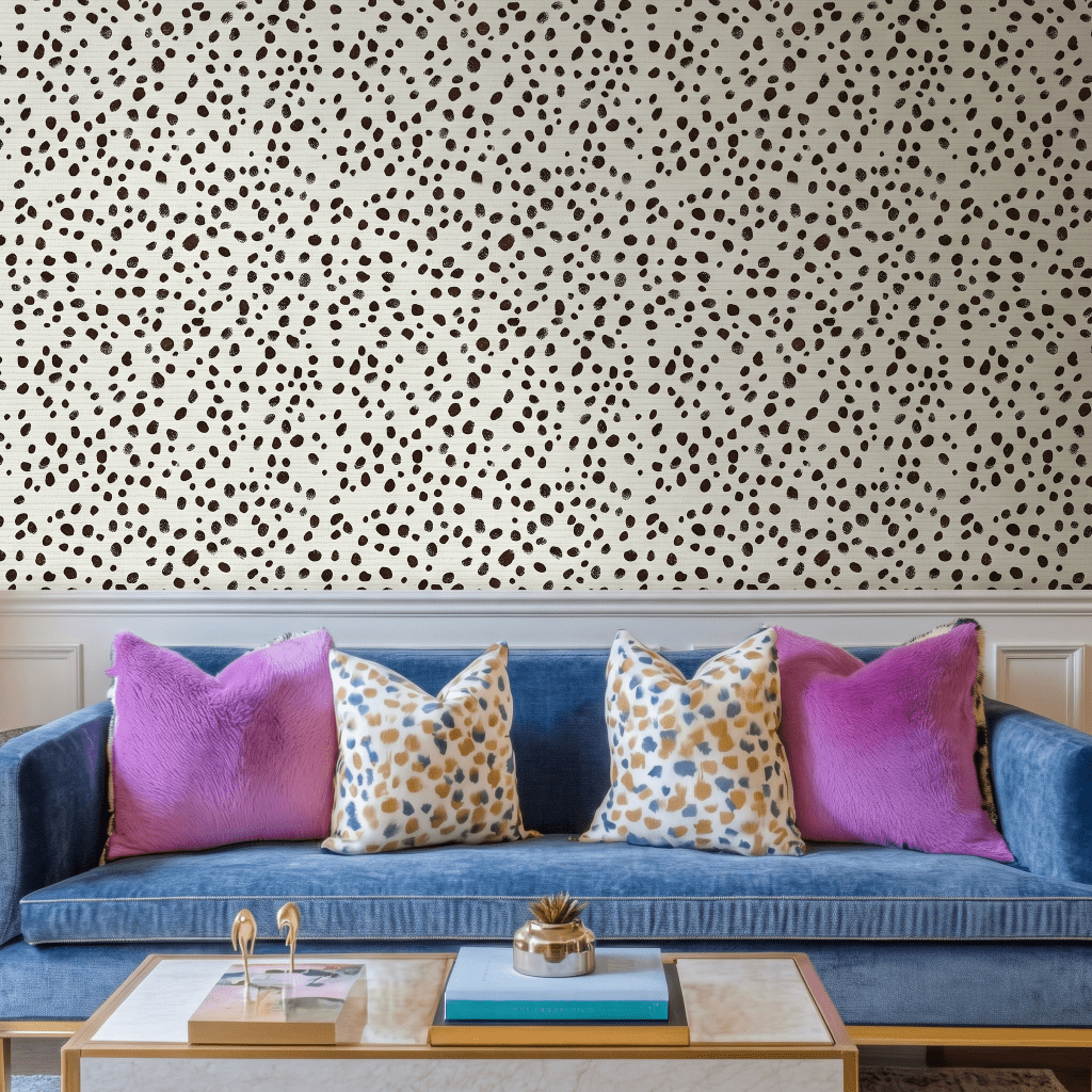Dalmatian Dots Faux Grasscloth Wallpaper - Lemon Park