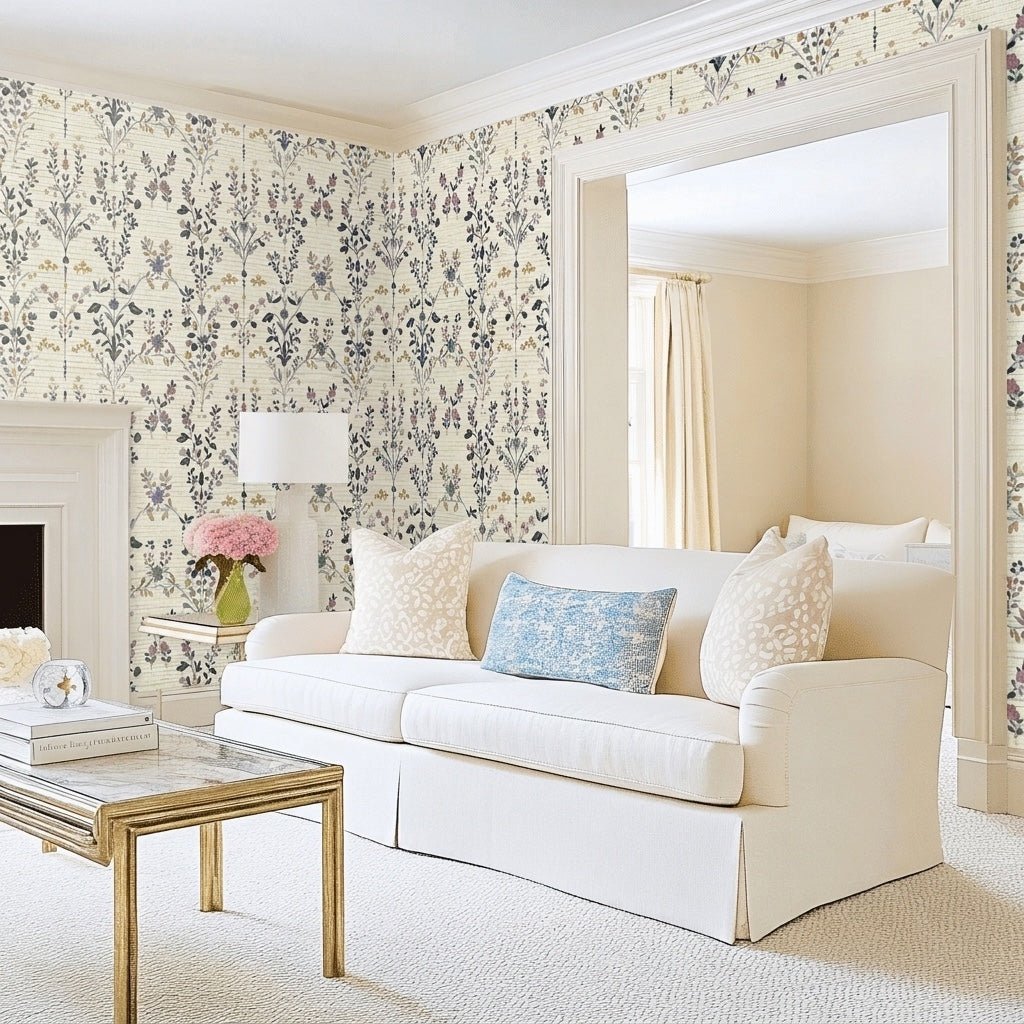 Dear Abigail Faux Grasscloth Wallpaper - Lemon Park