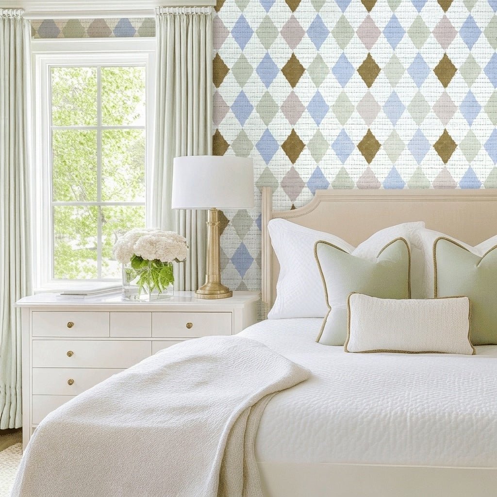 Diamond Darling Faux Grasscloth Wallpaper - Lemon Park