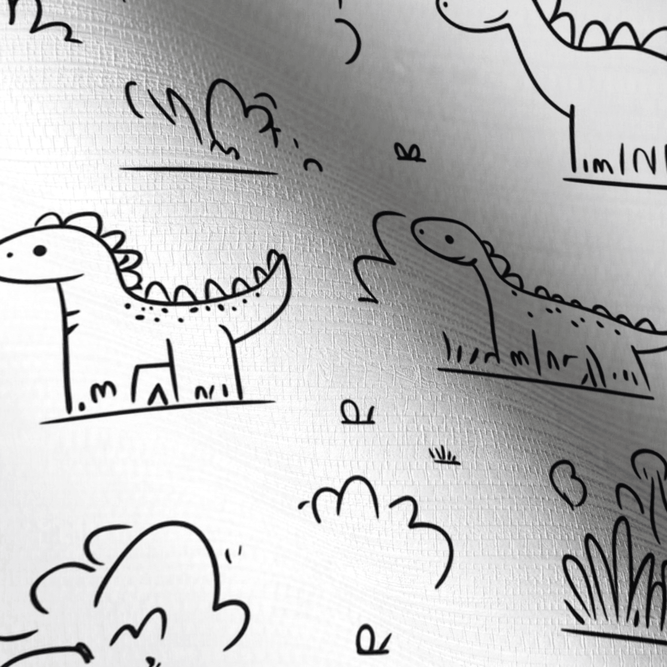Dino Doodle Faux Grasscloth Wallpaper - Lemon Park