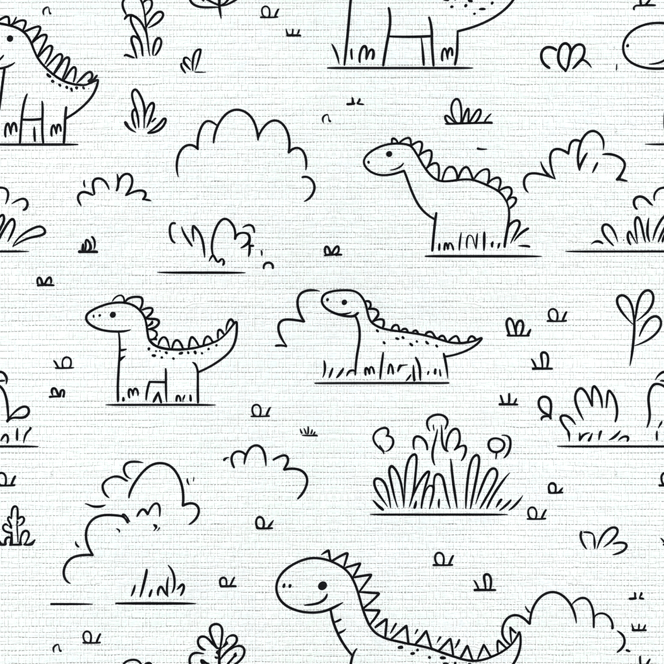 Dino Doodle Faux Grasscloth Wallpaper - Lemon Park