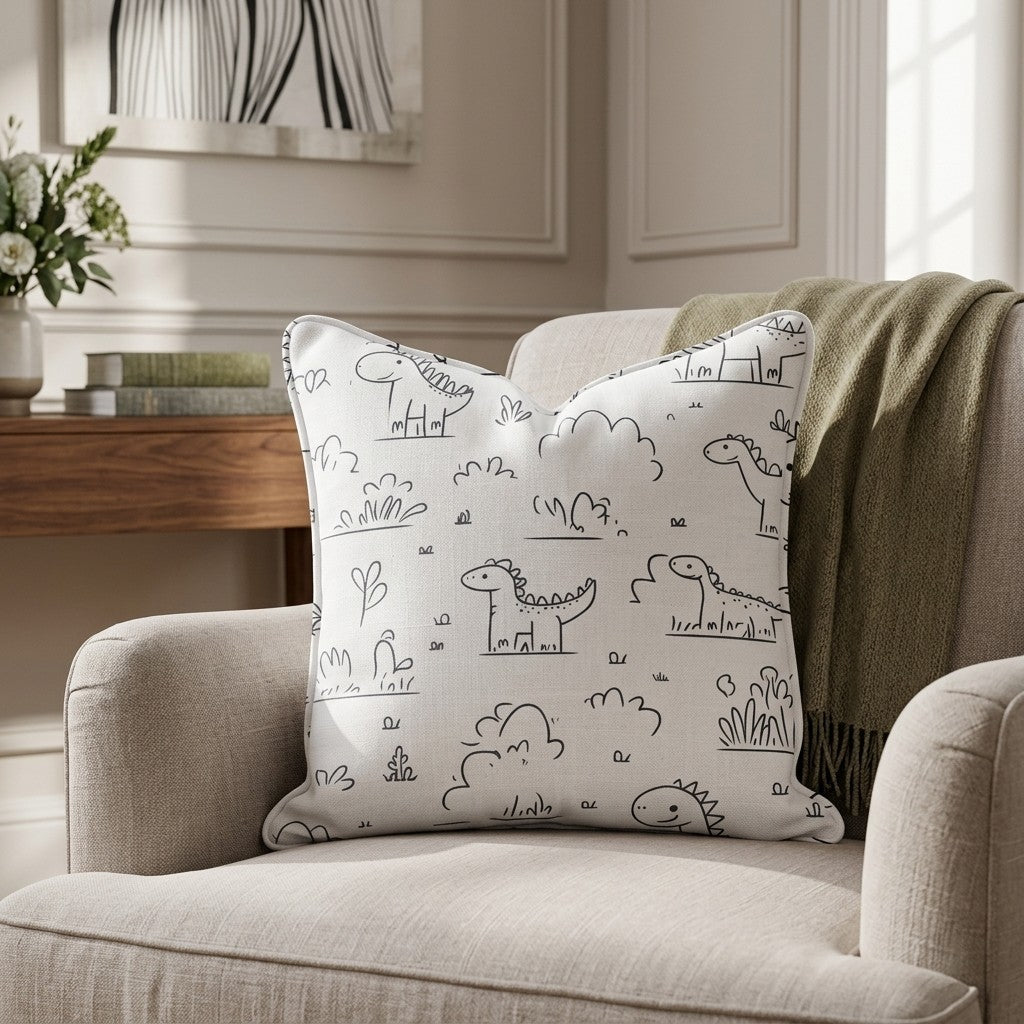Dino Doodle Throw Pillow - Lemon Park
