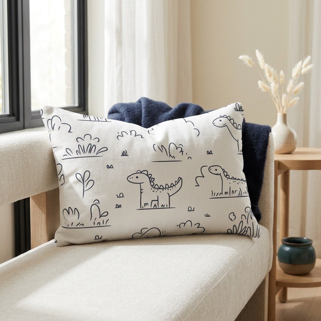 Dino Doodle Throw Pillow - Lemon Park