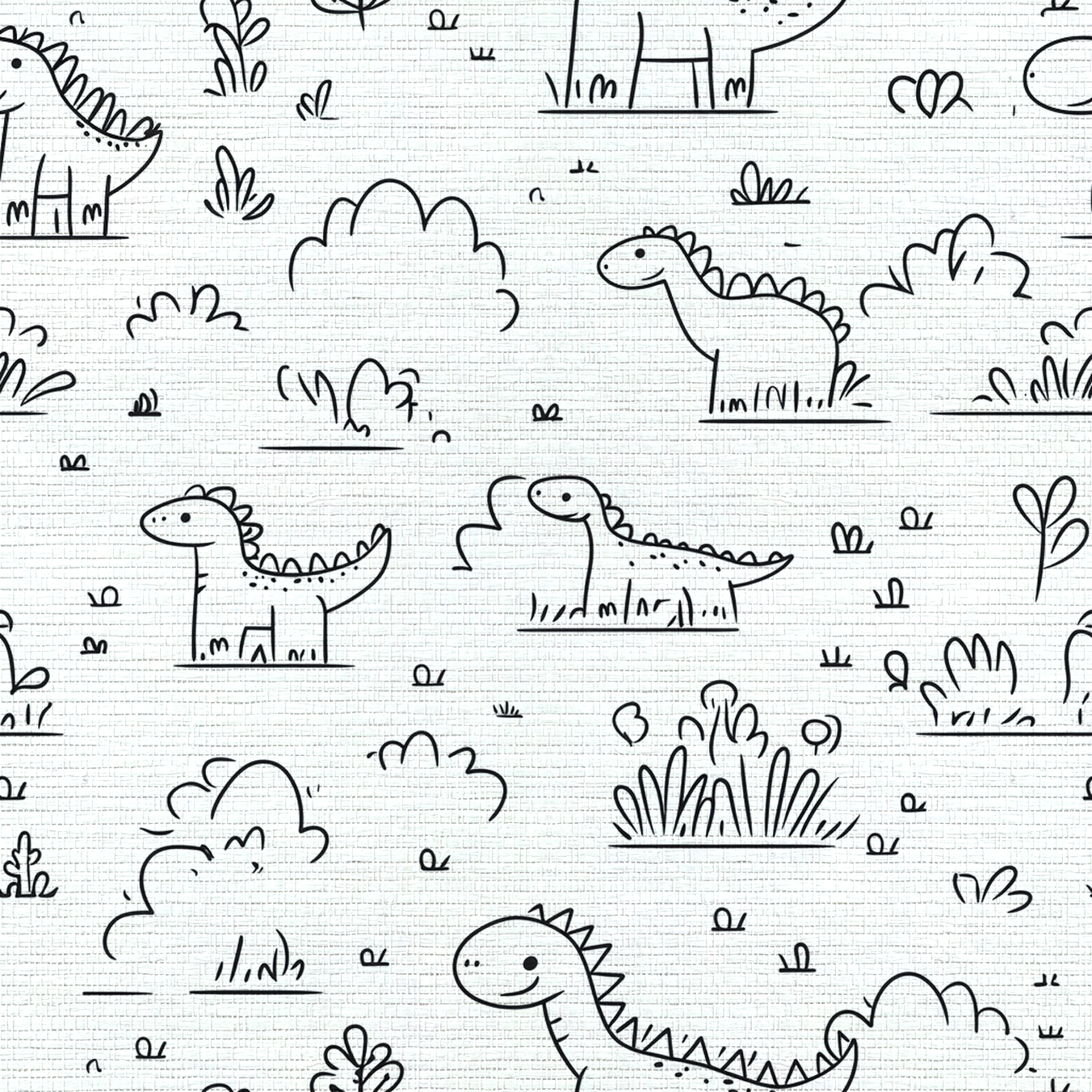 Dino Doodle Faux Grasscloth Wallpaper