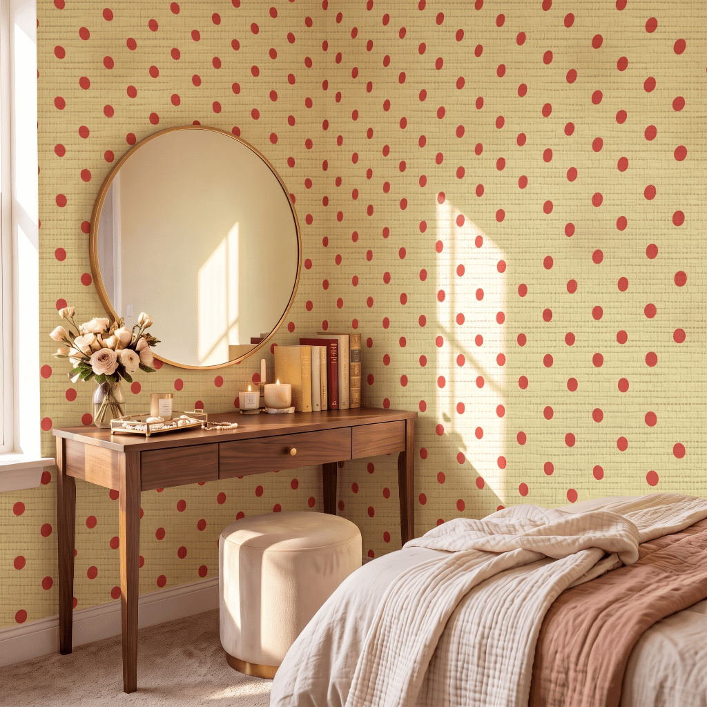 Dot of Blush Faux Grasscloth Wallpaper - Lemon Park