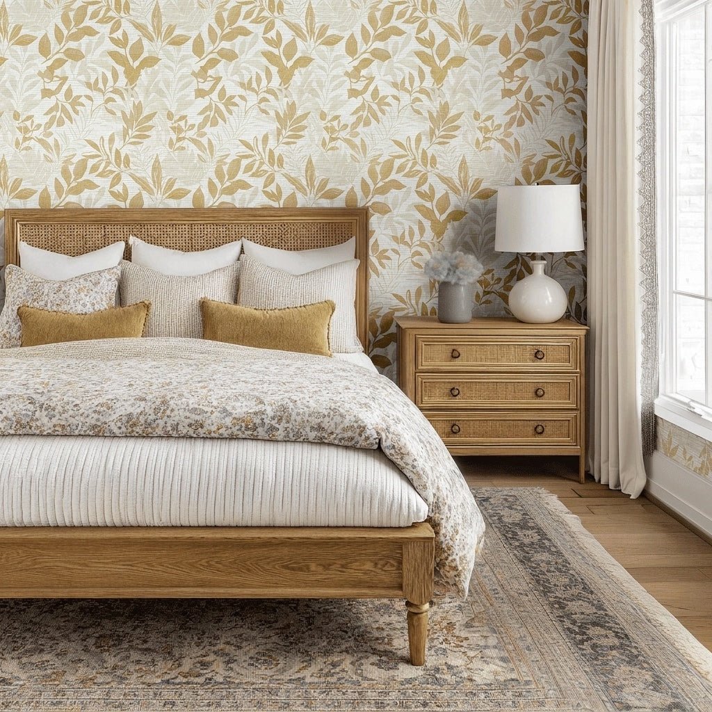 Dove Garden Faux Grasscloth Wallpaper - Lemon Park