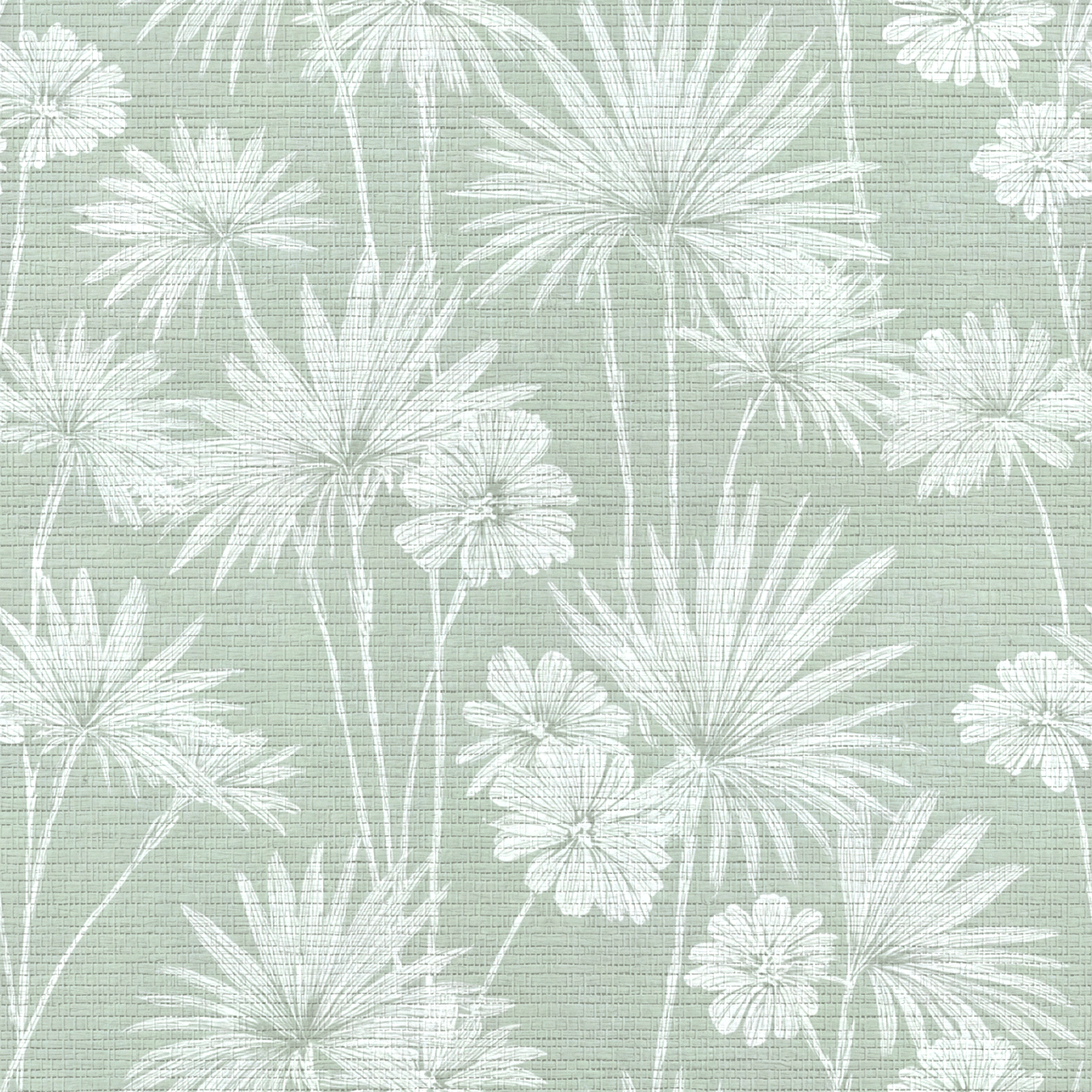Drawn Palm Faux Grasscloth Wallpaper - Lemon Park