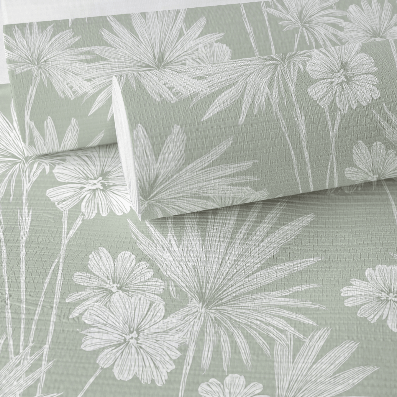 Drawn Palm Faux Grasscloth Wallpaper - Lemon Park